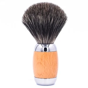 Taconic Shave Wood & Chrome Handle Handmade Mixed Badger Shaving Brush & Stand - Picture 1 of 4