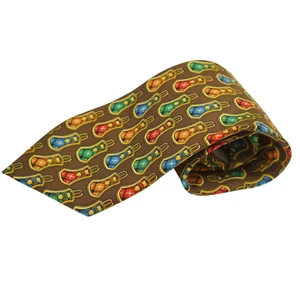 Genuine Fendi Tie 100% Silk Made In Italy Guitar Pattern Musician - Bild 1 von 12