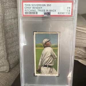 1909 T206 Sovereign Chief Bender Pitching  Trees In Back  PSA 1.5 HOF - Picture 1 of 2