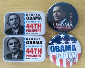 New Barack Obama Peppermints In Tin Lot + Political Button Lot 2012 Joe Biden - Picture 1 of 4