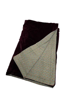 Vintage handgefertigte Pflaume Samt Kaliko Blumenrücken 36"x50" Schoß Überwurf Decke - Bild 1 von 9