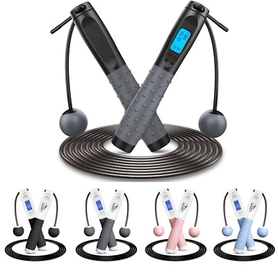 Fitness Springseil mit Zähler Profi Seilspringen Hüpfseil Erwachsene & Kinder - Bild 1 von 4