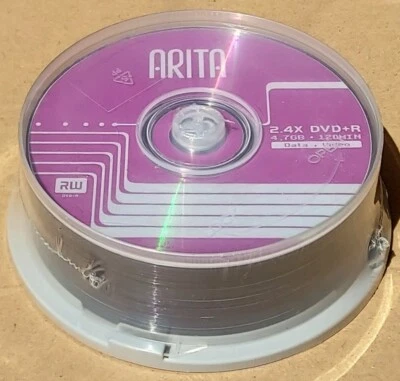 **VERY RARE** LOT OF 25 BRAND NEW SEALED ARITA RW DVD+R 4.7 GB 120 MINUTES  - Image 1 of 2