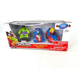 Marvel Super Hero Adventures 3 Pack Vehicle Set Race Cars Hulk Captain America - Picture 1 of 4