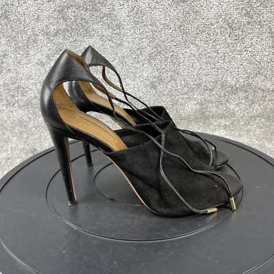 Tacones Aquazzura para mujer talla 8 correa para el tobillo gamuza negra Foto 1 de 4