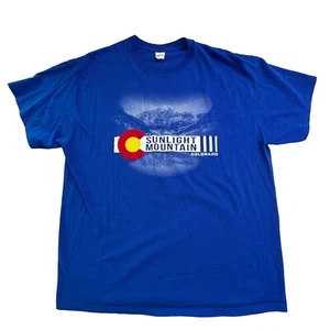 Colorado Shirt Men's Blue Short Sleeve Sunlight Mountain Graphic Gilden Sz? - Picture 1 of 6