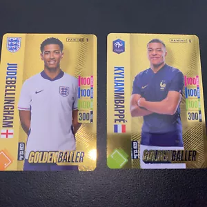 Panini Adrenalyn XL EURO 2024 ENGLAND GOLDEN BALLERS BELLINGHAM & MBAPPE - Picture 1 of 3