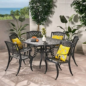 Hammond 7 Piece Bronze Cast Aluminum Outdoor Dining Set - Picture 1 of 9