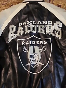 OAKLAND RAIDERS NFL GIII LEATHER JACKET FULL ZIP AFC PATCH SIZE M EMBROIDERED - Picture 1 of 10
