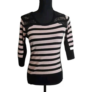 Suéter A. Byer Vintage Y2K Junior Talla Grande Negro Rosa Rayas Capricho  - Imagen 1 de 11