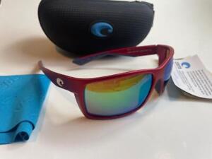Costa Del Mar Reefton USA Polarized Sunglasses Red Frame Green Mirror 580P