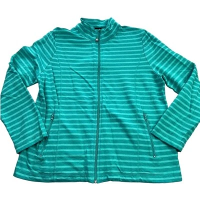 Jones New York Womens Activewear Jacket Size Large Full Zip Aqua Blue Green - Image 1 of 4