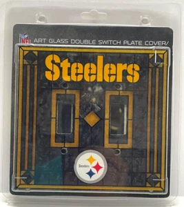 Pittsburgh Steelers Art Stained Glass NFL Double Light Switch Dual Plate Cover - Picture 1 of 2