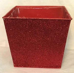 Square Tin - Red Glittered 6" x 5" Tin NEW 1-800 Flowers (D21) - Picture 1 of 4