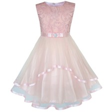 Flower Girls Dress Blush Belted Wedding Party Bridesmaid Size 4-12 US SELLER 4