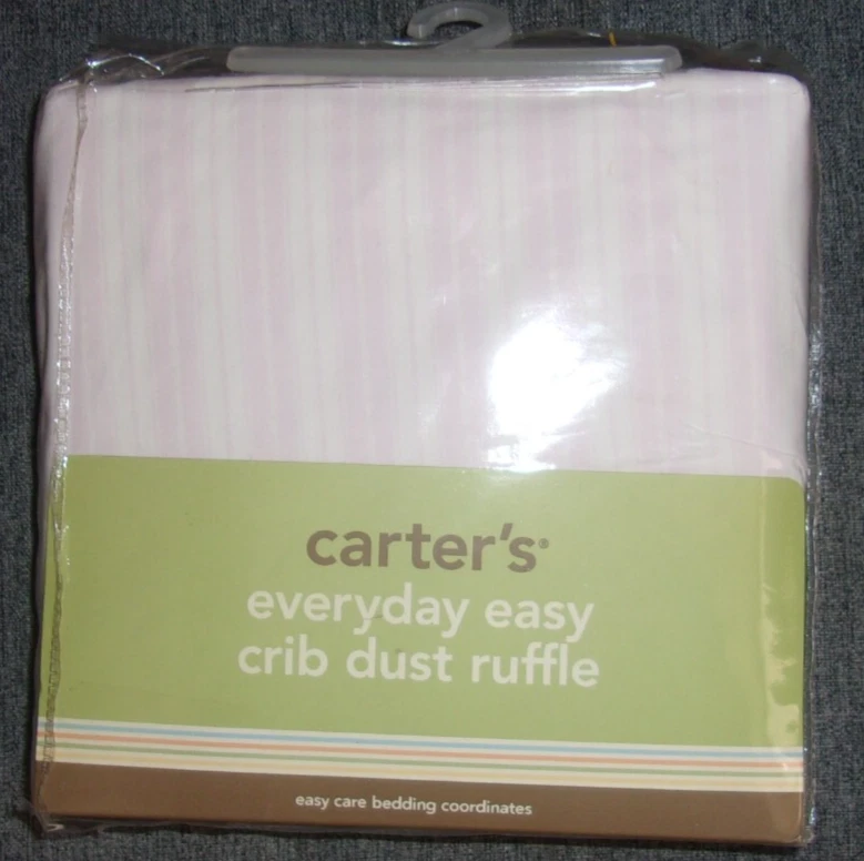 NUEVO EN PAQUETE CARTER'S, The Basic's CRIB DUST RUFFLE, Falda de cama, Rosa BLANCO RAYA, Foto 1 de 4