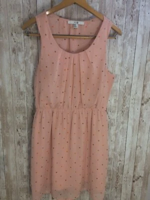 XXI - A Line Peach Polka Dot Sleeveless Dress Size Medium Elastic Waist Pretty - Image 1 of 3