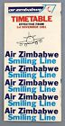 AIR ZIMBABWE AIRLINE TIMETABLE NOVEMBER 1981 AFRICA