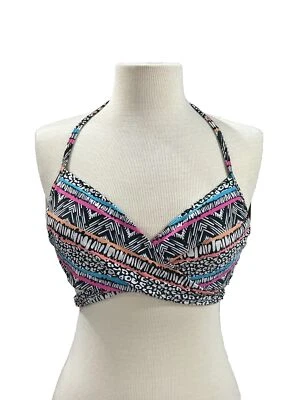 COCO RAVE Women’s Black Geometric Design Bikini Top Size 34DD - Image 1 of 4