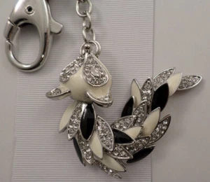 Rhinestone Bling Foxy Fox Moving Tail Action Charm Key Chain Purse Fob Charm - Picture 1 of 4