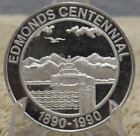 1990 Edmonds, Washington Centennial 1 Troy Oz .999 Silver Round - NWTM WA Wash.