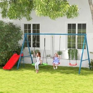 Metal Swing Set for Backyard 3 in 1 Design Holds Up to 352lbs - Photo 1 sur 11