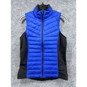 Lucy Activewear Womens Vest Small Blue Black Puffer Full Zip Padded Warm Travel - Picture 1 of 6