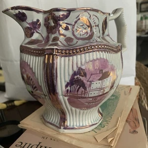 LA5 Staffordshire Pearlware rosa Glanz Krug Blumenranken ca. 1820 - Bild 1 von 15