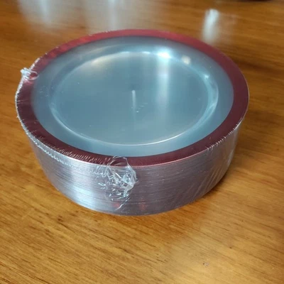 50 Red Plastic Dinner Plates Heavy Duty Disposable Reusable 10in Party Wedding - Image 1 of 4