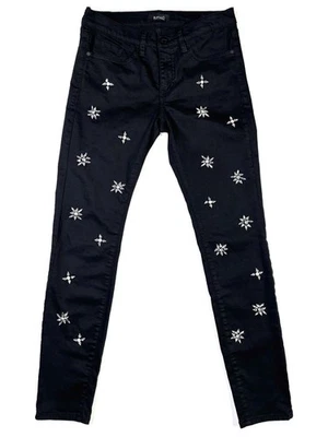 Pantalones de mezclilla para mujer Buffalo David Bitton 28 FAITH tiro medio ajustados negros estrás Foto 1 de 4