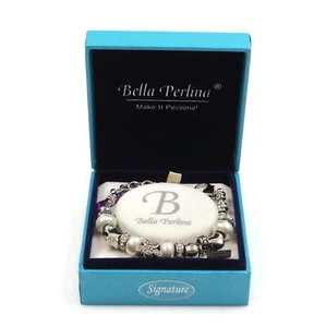 Bella Perlina Silver Tone MOM / Cherub / Heart / FAITH 14 Slide Charm Bracelet - Picture 1 of 12