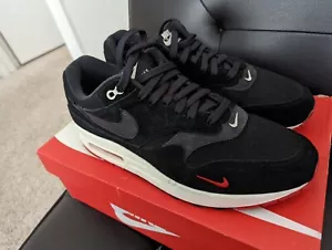 Nike Air Max 1 Premium 875844-007 Bred Mini Swoosh Size 9.5 Men Black Red - Picture 1 of 5