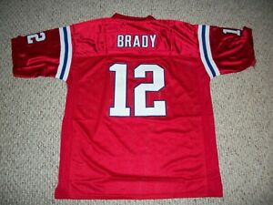 TOM BRADY Unsigned Custom New England Red Sewn Football Jersey Sizes S-3XL