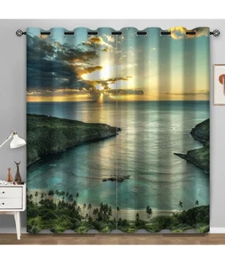 "Hawaiianischer Strand Sonnenuntergang Fenstervorhänge Meer Verdunkelungsvorhänge 52""x63""" - Bild 1 von 6