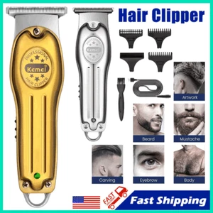 Cordless Professional Hair Clippers Trimmer Kit Men Cutting Machine Barber Salon - Picture 1 of 14