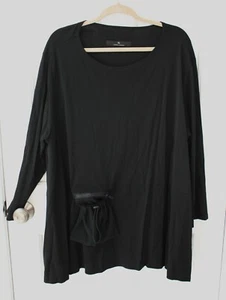 KEDEM SASSON Black Top Blouse Pocket Long Sleeve OS Plus Size 3X ~ New No Tag  - Picture 1 of 12