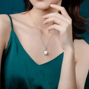 Water Drop Shaped Women 925 Silver Plated Pearl Pendant Necklace - Picture 1 of 6