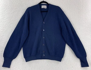 Arnold Palmer by Robert Bruce Blue Wool Alpaca Cardigan Unisex VTG 1970 Size XL - Picture 1 of 15