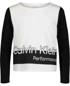CALVIN KLEIN PERFORMANCE Big Girls Long Sleeve T-Shirt Black/ White Size S (7) - Picture 1 of 2