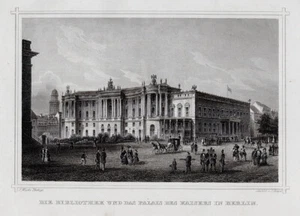 BERLIN: Bibliothek. Stahlstich Riegel um 1880 - Picture 1 of 2