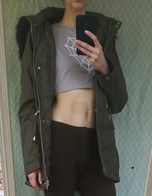 NUEVO ABRIGO CÁLIDO Chaqueta con Capucha de Piel Acolchada de Moda Nova Acolchada Verde Oliva Negra Foto 1 de 4