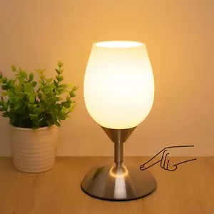 Dimmable Touch Control Table Lamp Small Lamp With Opal Glass Lampshade Ambient L - Picture 1 of 7