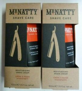 Mr NATTY MOISTURISING SHAVE CREAM 2 x 100ml - SOOTHING FORMULA TWIN PACK - LIME