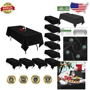 Versatile Black Table Covers - 10-Pack Premium Polyester for All Occasions - Picture 1 of 9