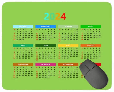 Calendar 2024 Year Mouse Pad,solid Color Mouse Pad with Stitched Edge - Image 1 of 4