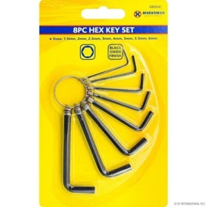 8pc Hex Key Set Metric Imperial Hexagon Allen Alan Wrench Keyring Holder DIY UK - Picture 1 of 2