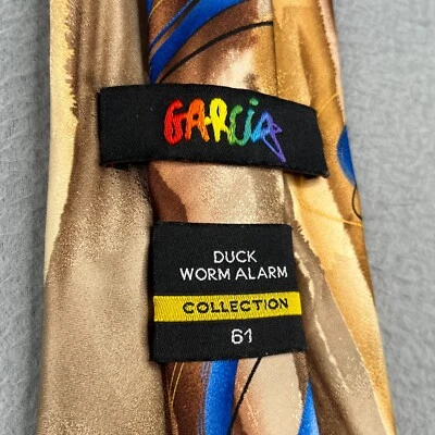 Corbata JGarcia Seda Pato Gusano Alarma Colección 61 Abstracto Beige Colorido Foto 1 de 4