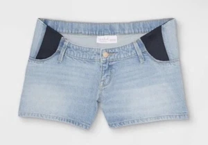 Isabel Maternity Shorts Side Panel Midi Pre-Maternity Denim Jean Shorts Size 4 - Picture 1 of 3