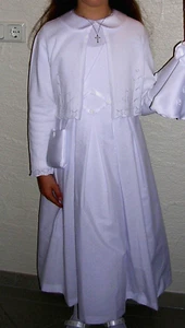 Kommunionkleid Gr. 152 mit Strickjacke Gr. 146 Bian Corella weiß - Bild 1 von 11