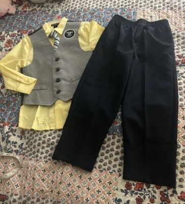 男孩尺寸 4 George Church/Dressy 套装 LS 衬衫裤子领带背心 ~ — 第 1/4 张图片